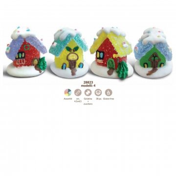 DECORAZIONE NATALE "CASETTE" 3D IN GELATINA PZ30